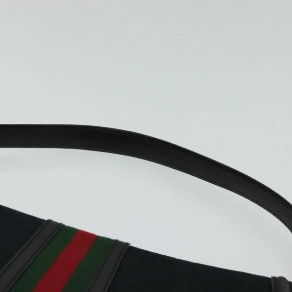 GUCCI Web Sherry Line GG Canvas Shoulder Bag Black Red Green Auth 126871 - Picture 13 of 16